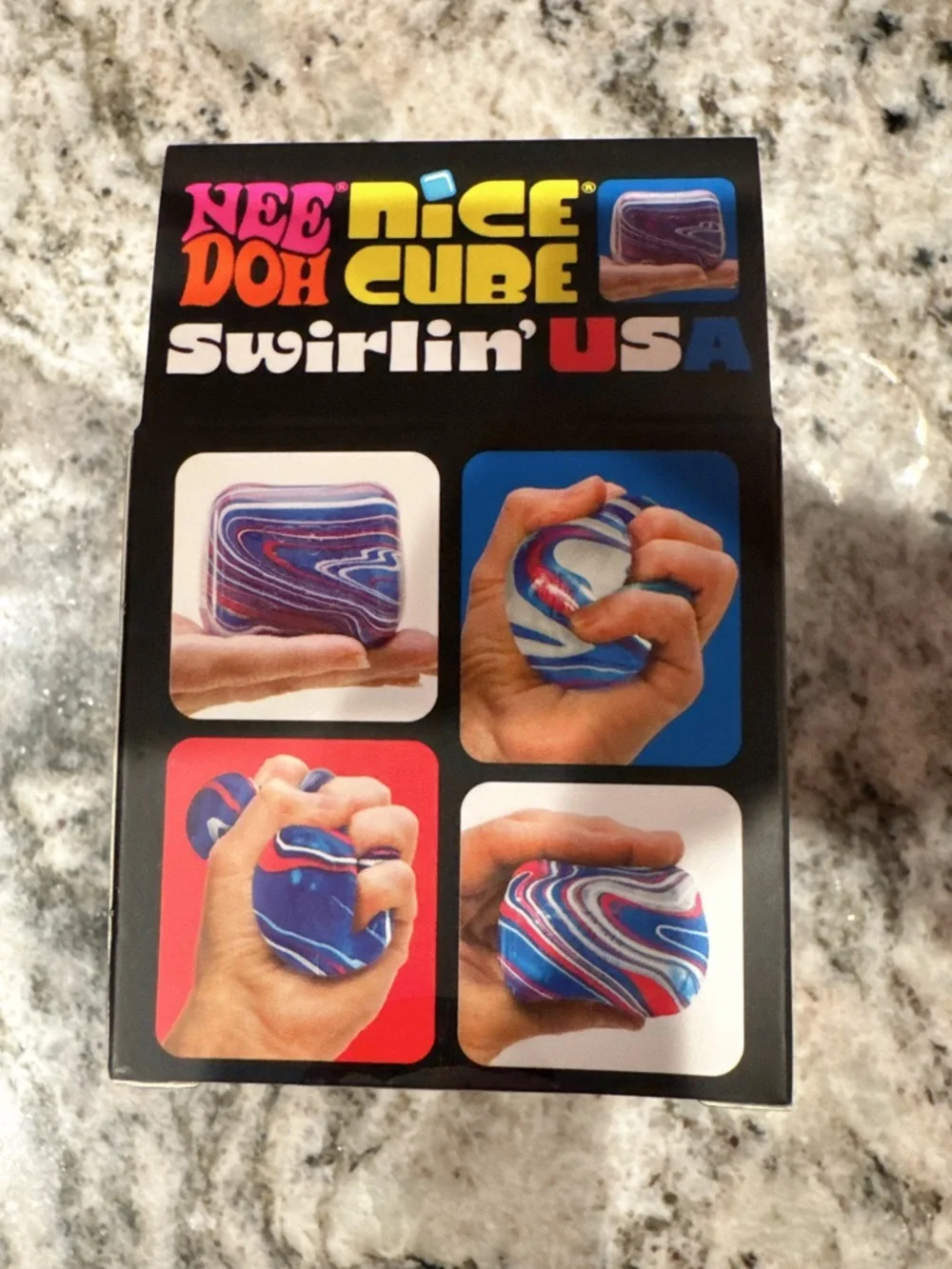 NeeDoh Nice Cube Swirlin' USA Super Solid Squish - Blue & Red! - Picture 4 of 4